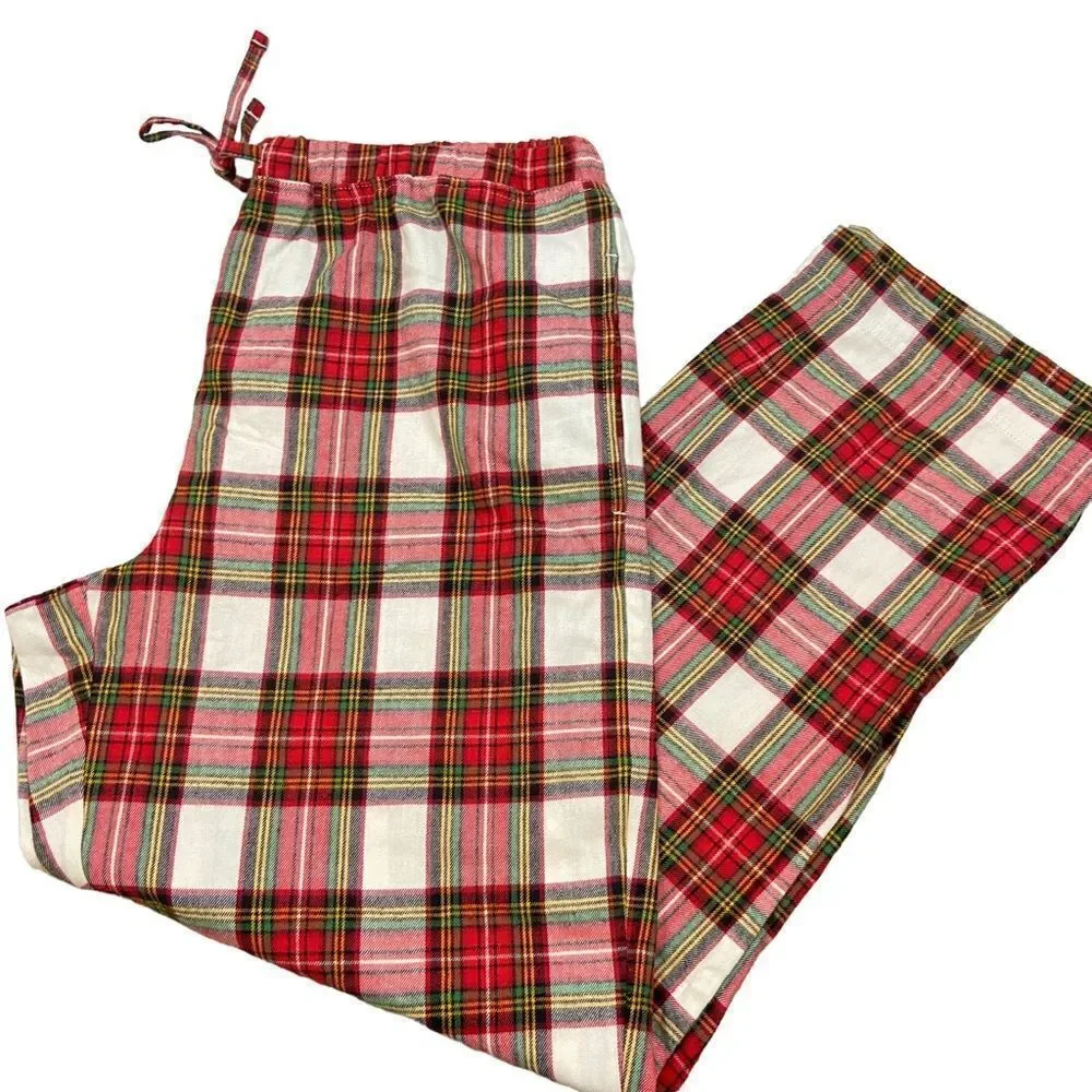 Hanna Andersson Adult‎ Holiday Flannel Plaid Pajama Bottoms Size Large